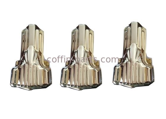 Pale Gold Plastic Coffin Fittings Casket Corner Decoration With Steel Solid Bar